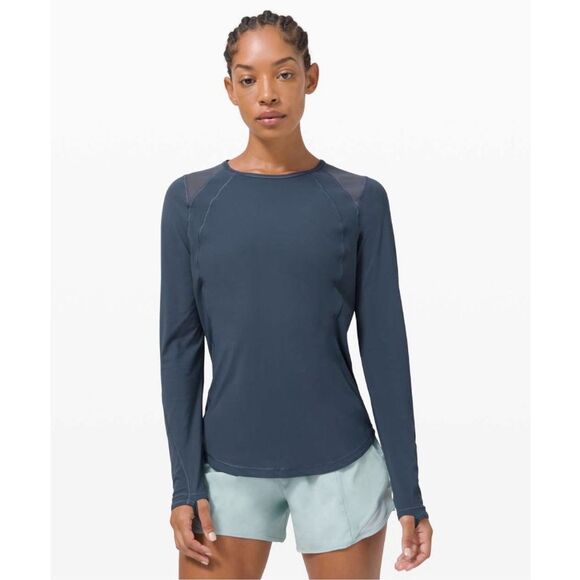 lululemon athletica Tops - Lululemon Women's Long Sleeve Sculpt Shirt Iron Blue Size 6 Training Top